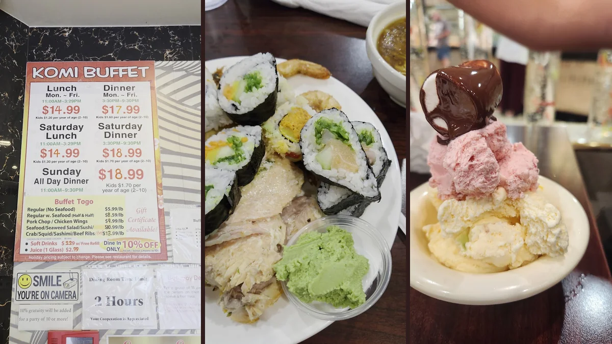 Buffet trays with assorted hot dishes
