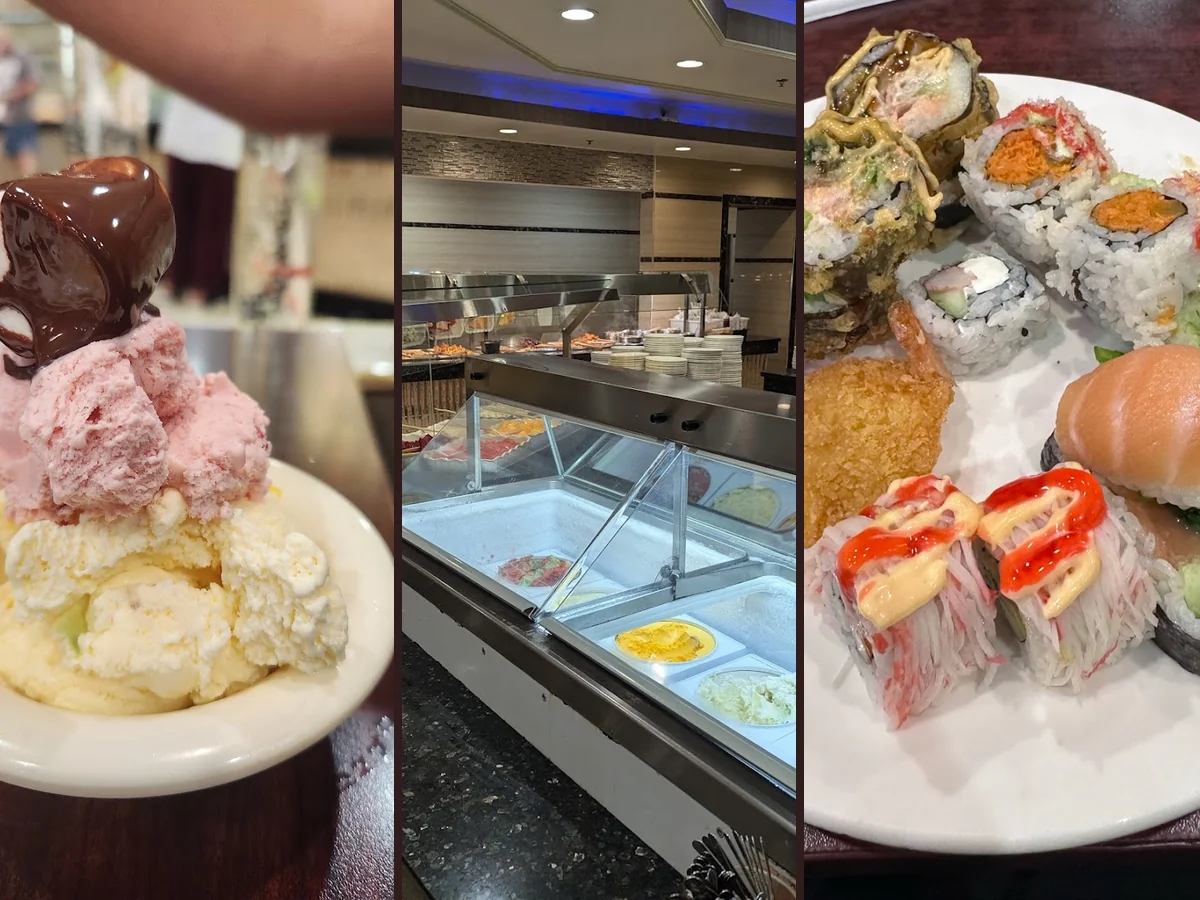 Buffet trays with assorted hot dishes