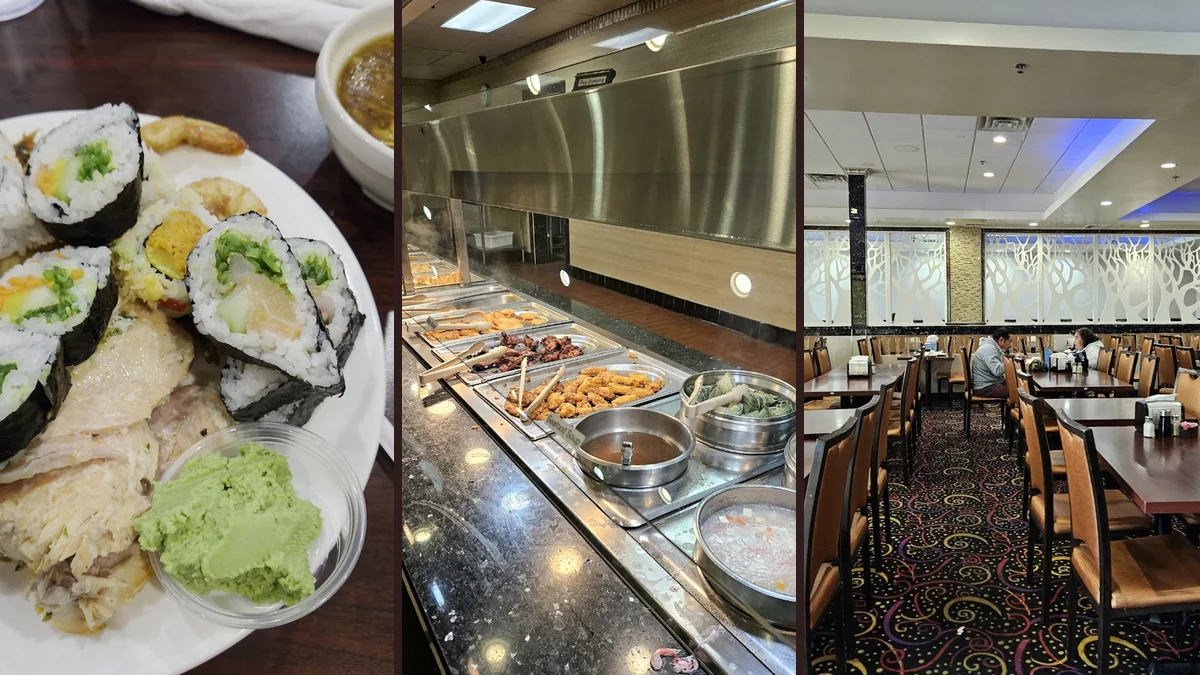 Buffet trays with assorted hot dishes